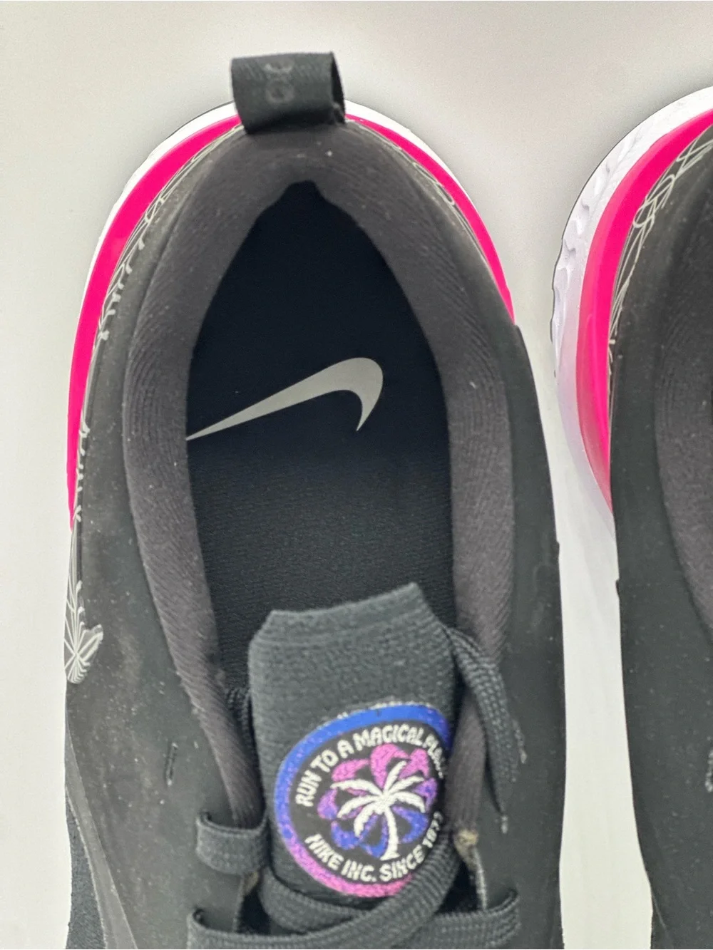 Nike Black Knit Running Sneakers with Pink Heel Accent